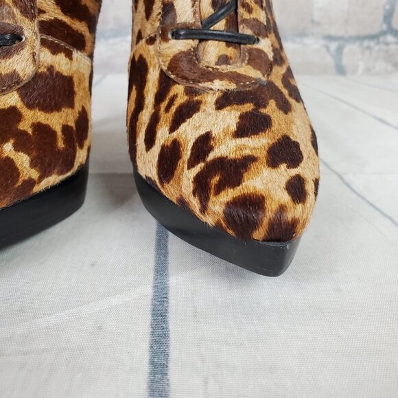 Steve Madden Sesto Leather Leopard Print Stiletto Ankle Bootie 7 1/2 - Picture 10 of 15